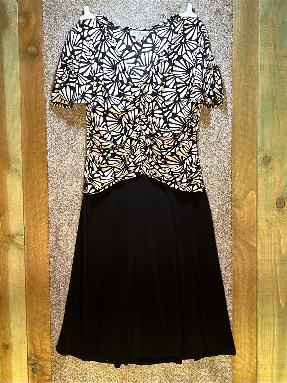 Enfocus Studio Black and White Floral Twist-Front Dress